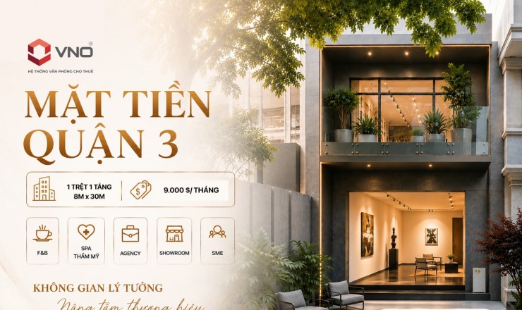 Mặt tiền Quận 3 – 1 trệt 1 tầng – Diện tích 8m x 30m | VNO 139A Pasteur